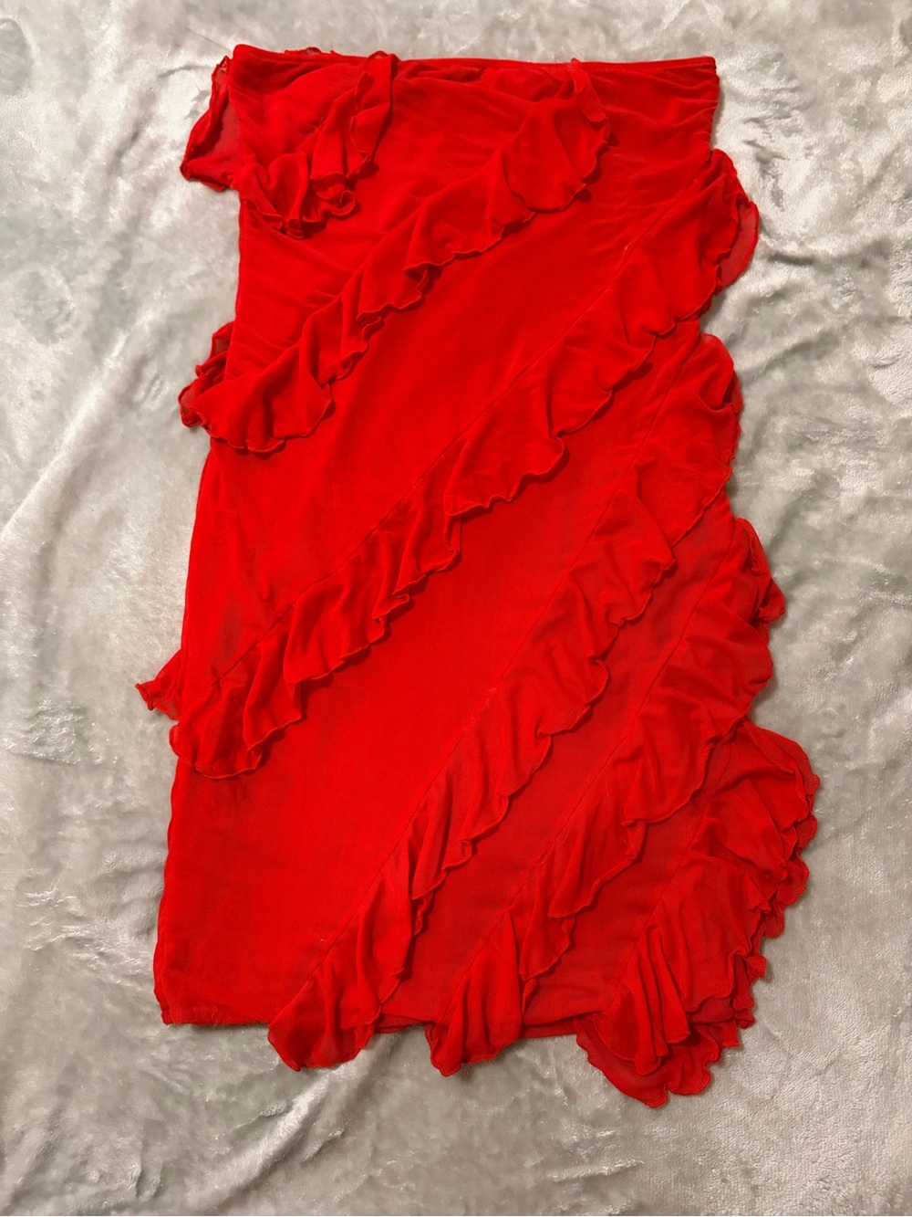 Amazon Red Ruffled Mini Dress - Picture 3 of 3